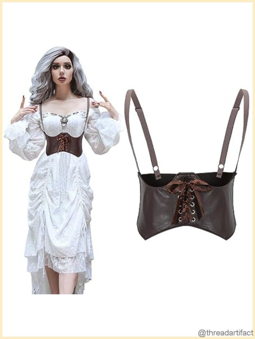 Women's Faux Leather Underbust Corset Belt Elastic Straps Steampunk Renaissance